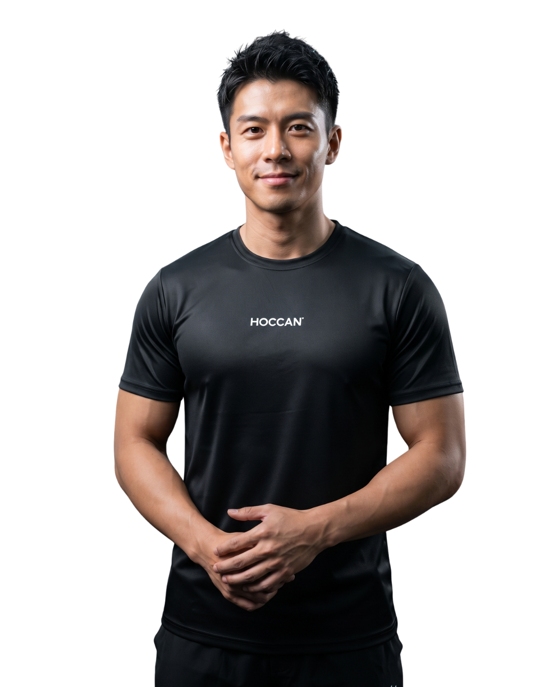 Modelo vestindo a camiseta Hoccan Store em poliamida